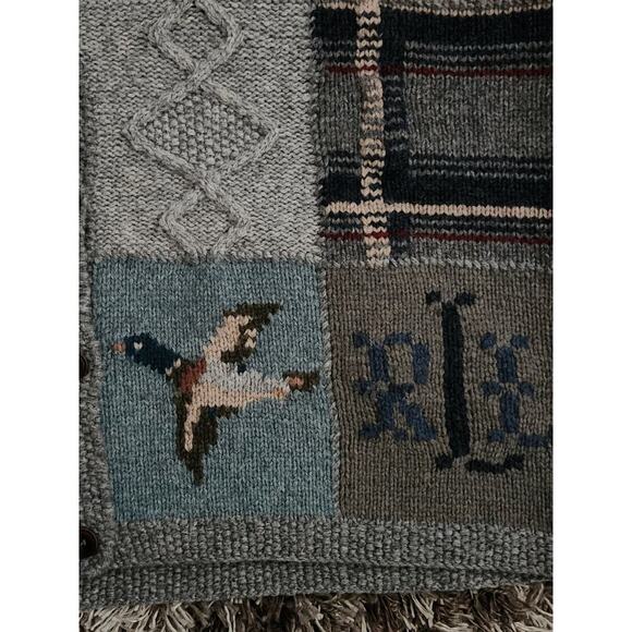 Lauren Ralph Lauren Vest Women's Sz L Equestrian Duck Hunting Knit Patchwork VTG - Picture 4 of 7